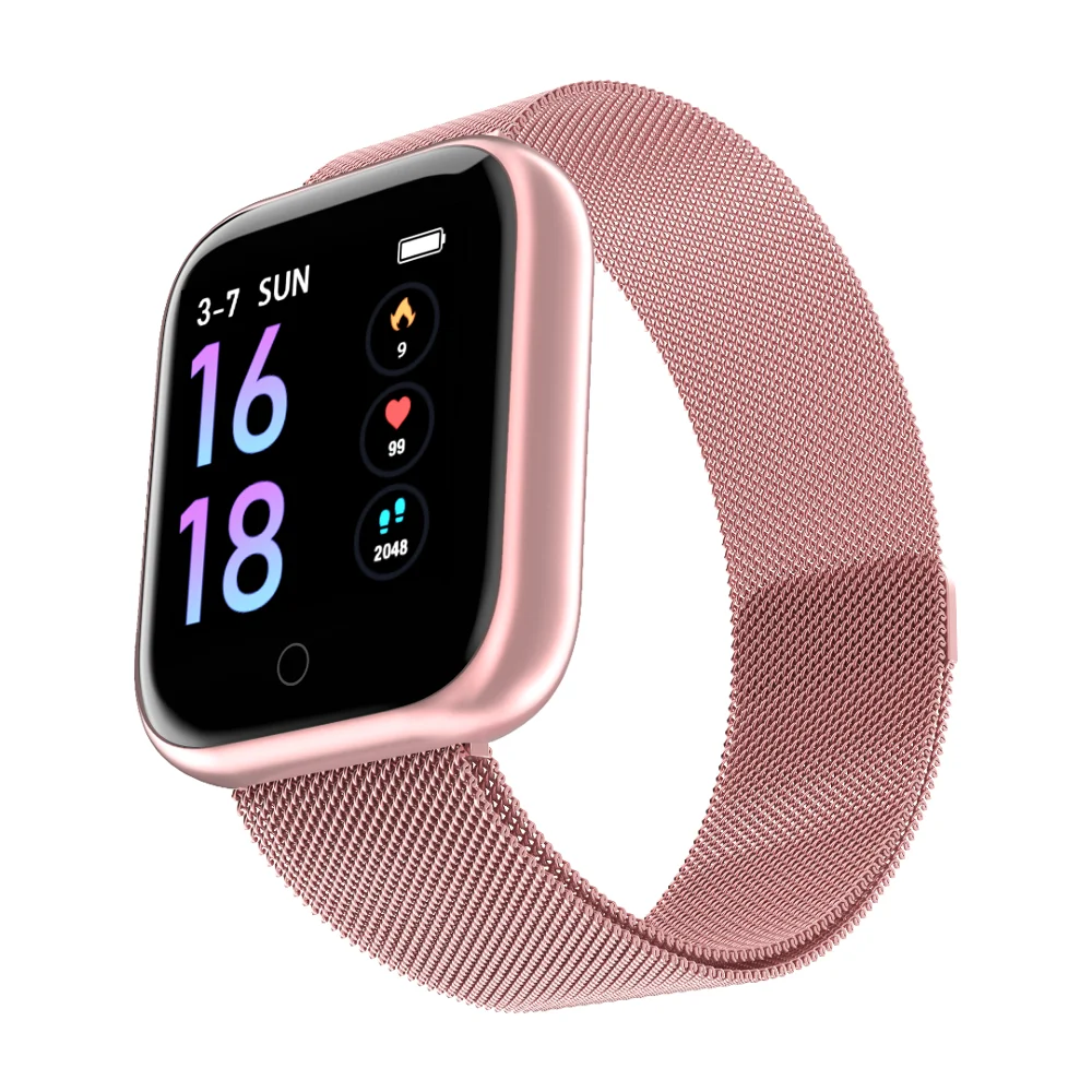 Pink steel T80 смарт-браслет для женщин и мужчин спортивная мода Ip68 Водонепроницаемый фитнес-трекер сердечного ритма полями Smartwatch Vs P68 P70 браслет - Цвет: Pink steel