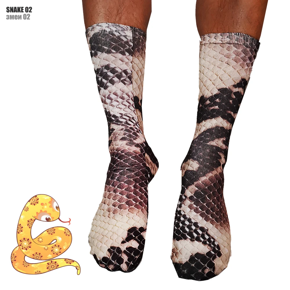 Snake 02 Хлопковые носки с объемными животными носки с принтом лапы носки с объемными рисунками животных носки с принтом лапы мужские носки унисекс 3d женские счастливые носки - Цвет: Snake 02