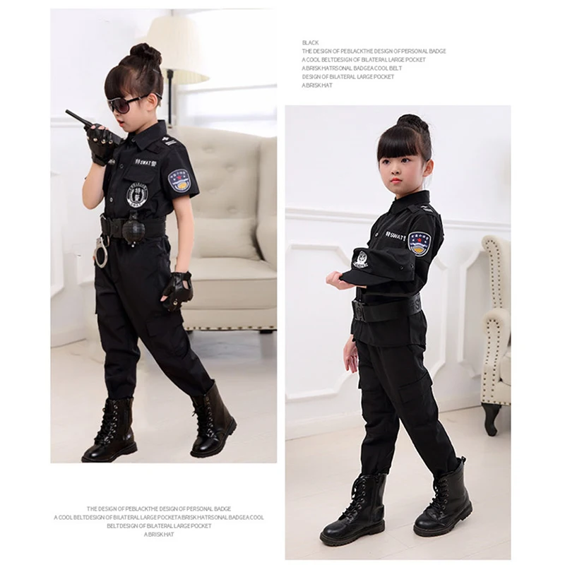 Kids Police Officer Cosplay Costume Set Party Fancy Clothing Set Children's  Day Wear Girls Policeman Uniform Set With Accessory - AliExpress