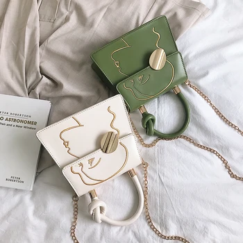 

Simple Pu Women's Handbag Fashion Character Printed Solid Color Crossbody Bags for Women Designer Leather Knot Top-handle Bags