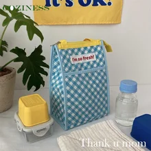 COZINESS Bolsa de pícnic de gran capacidad, bolsa de almuerzo con aislamiento, a cuadros Retro, plegable, portátil, de salida, para mamá, colorida, a la moda, novedad