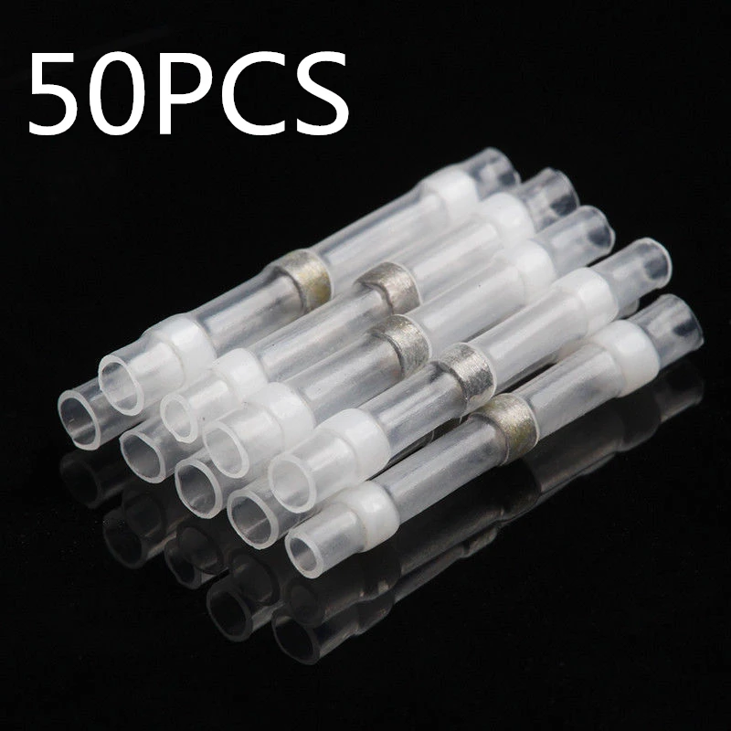 50PCS White 50/20 шт. 8 Размеры уплотнение терм усадочная Sodering Selvee Wire разъемы Водонепроницаемый изолированный Электрический Анальная пробка терминалы ассортимент AWG - Цвет: 50PCS White
