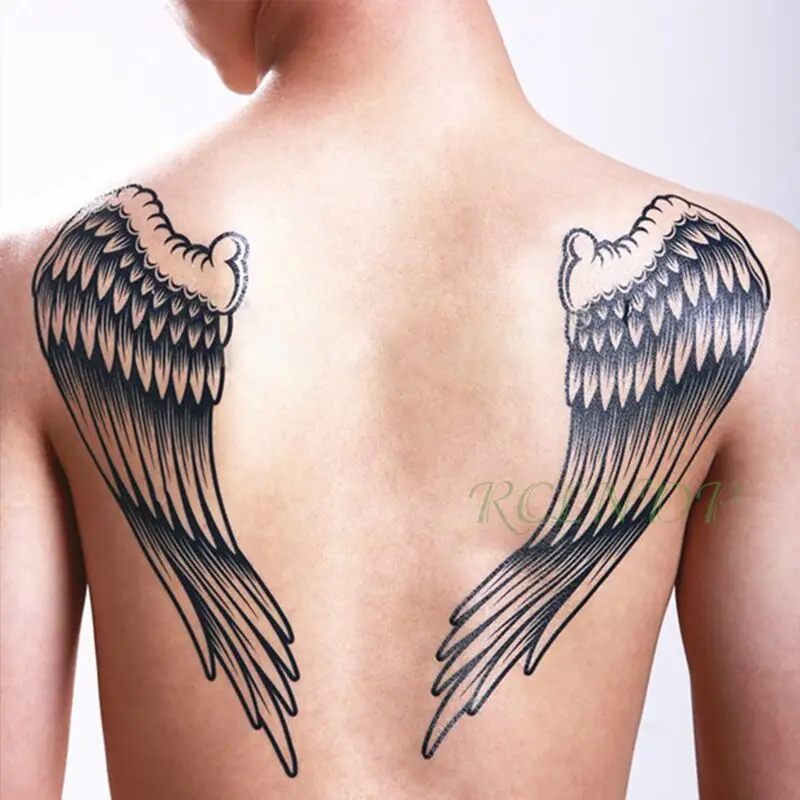 Водостойкая временная татуировка наклейка крест крыло Ангел вся задняя Татуировка большие тату флэш-тату поддельные татуировки для мужчин, женщин, девочек