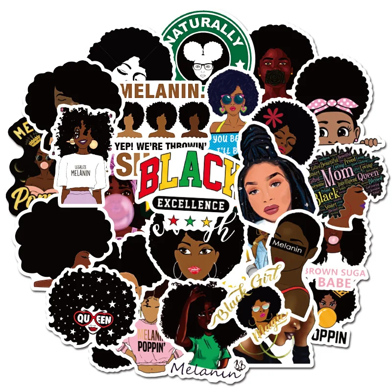 50Pcs Inspirational Melanin Poppin Black Girl Sticker DIY Luggage Laptop DecaTM 