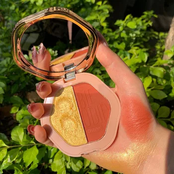 

Two-color Trimming Blush Powder Brightening Natural Lasting Easy to Apply Delicate Waterproof High Light Glitter Makeup 4.1g