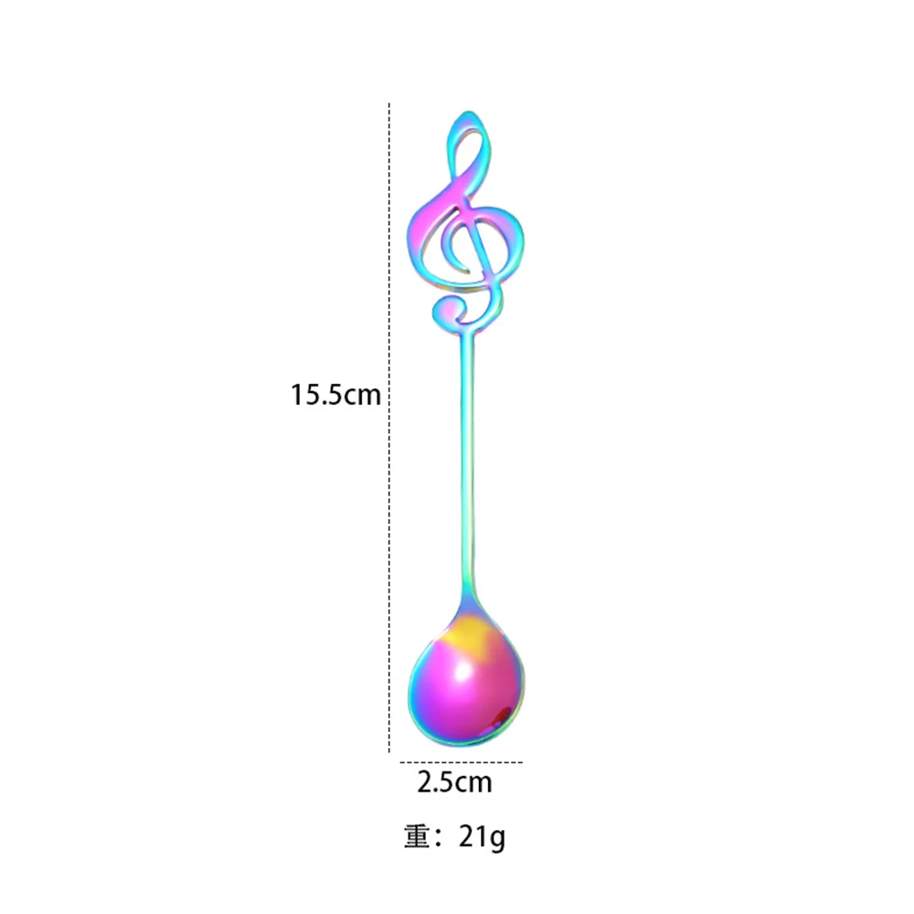1 шт. красочный прибор из нержавеющей стали музыкальная Нотная ложка креативная молочная кофейная ложка Мороженое Конфета чайная ложка Милая кухня Sup - Цвет: Коричневый