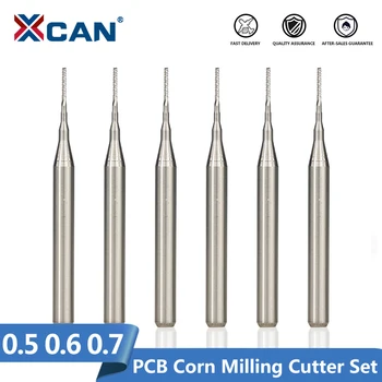 

XCAN 30pcs 3.175mm Shank 0.5 0.6 0.7mm PCB Milling Cutter Set Carbide End Mill CNC Corn Milling Bit Router Bit