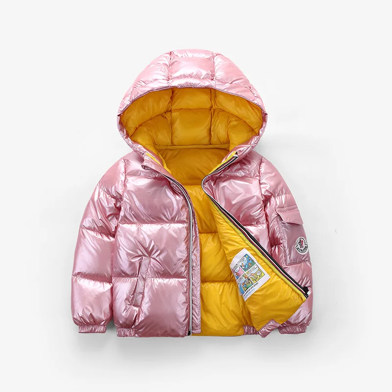 Детские зимние куртки; детское повседневное пальто с капюшоном серебристого и золотого цвета; Одежда для мальчиков; детская верхняя одежда; парка для маленьких девочек; зимний комбинезон