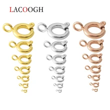 5pcs 5/6/8/10/12/14/18mm Stainless Steel Plated Gate Spring O-Ring Buckles Clips Purses Round Push Trigger Snap Hooks Carabiner