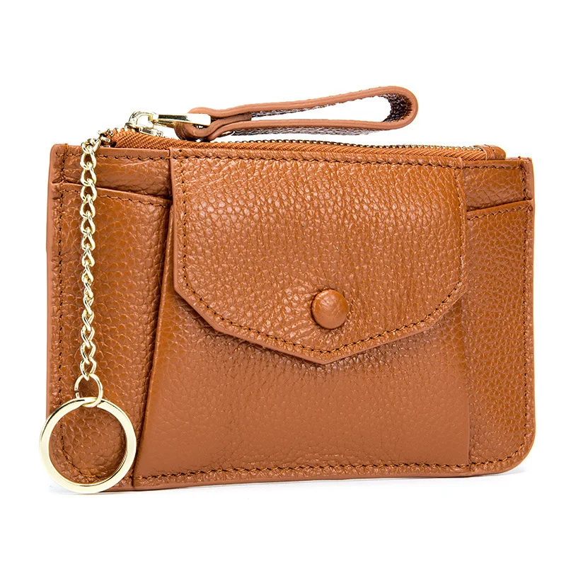 Модный кошелек для монет из натуральной кожи, женская сумка с цепочкой, Дамский кошелек, мини-женский кожаный кошелек, маленькая сумка для женщин s Carteras - Цвет: caramel