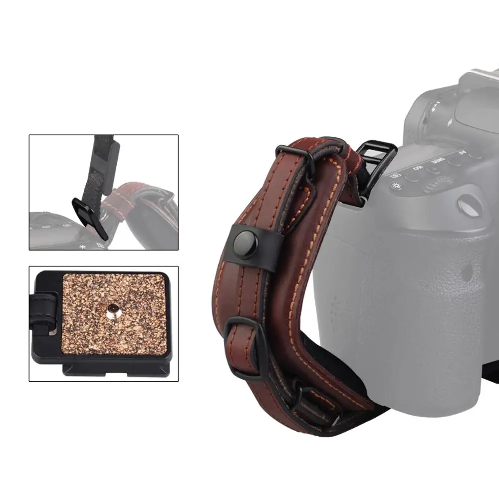 Lynca камера из воловьей кожи ручной ремешок с быстроразъемной пластиной, высококачественный воловья кожа коричневый ремешок для DSLR SLR цифровой камеры