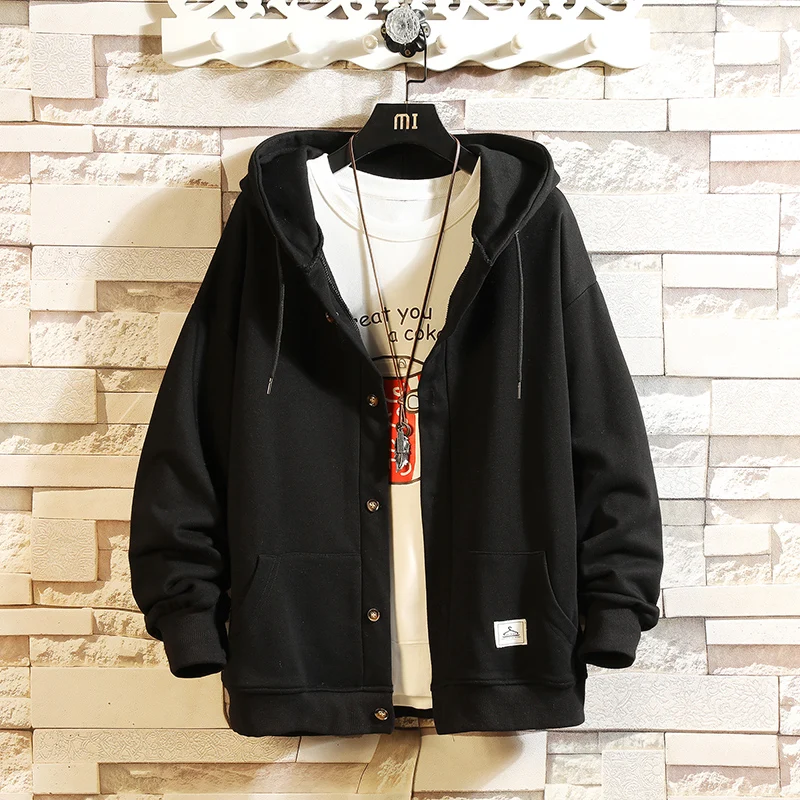 

CYXZFTROFL Autumn Winter Loose Men Pullover Sweatshirt Hoodies Fashion Hooded Button Sweatshirts Plus Size Tracksuits