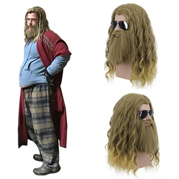

Thor Avengers 4 Endgame Loki Costume Fat Thor Cosplay Wig with Beard 45cm Heat Resistant Synthetic Hair Halloween Cosplay Wig