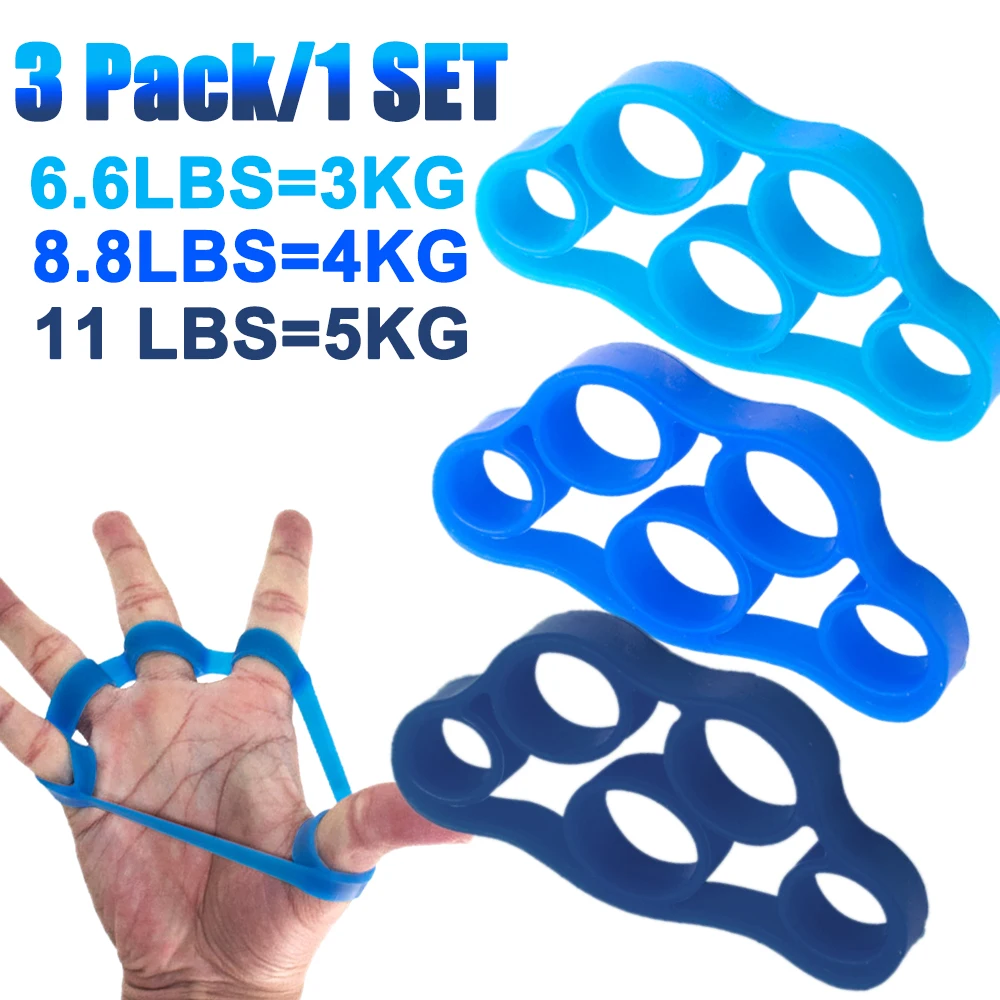 

3Pcs Hand Gripper Silicone Finger Expander Exercise Hand Grip Wrist Strength Trainer Finger Exerciser Resistance Bands Fitness