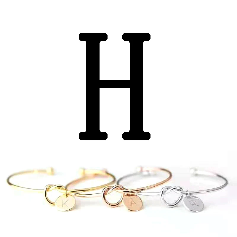 Bracelet-H Индивидуальный выбор, золото, розовое золото, серебро, 26, очаровательный браслет с буквой, браслет для женщин, мужчин, влюбленных, инициалы, пара браслетов - Окраска металла: Bracelet-H