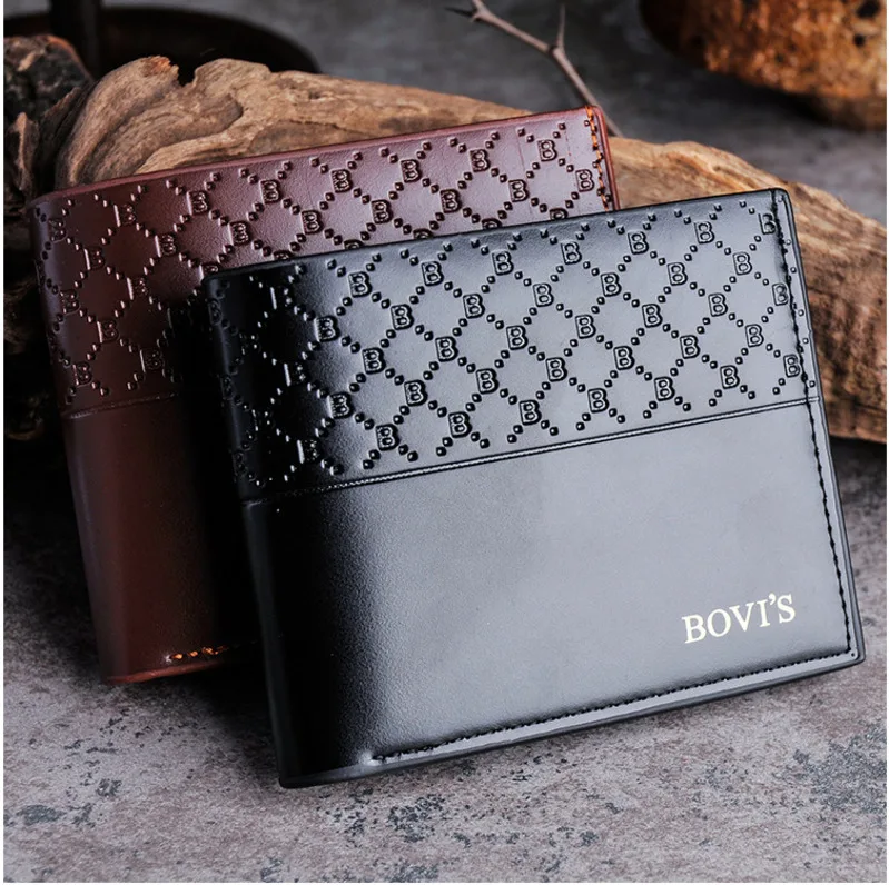

2019 New Men's Wallet PU Leather Multi-function Printing Monochrome Cross-wallet Fashion Business Men's Bag Quality Assurance