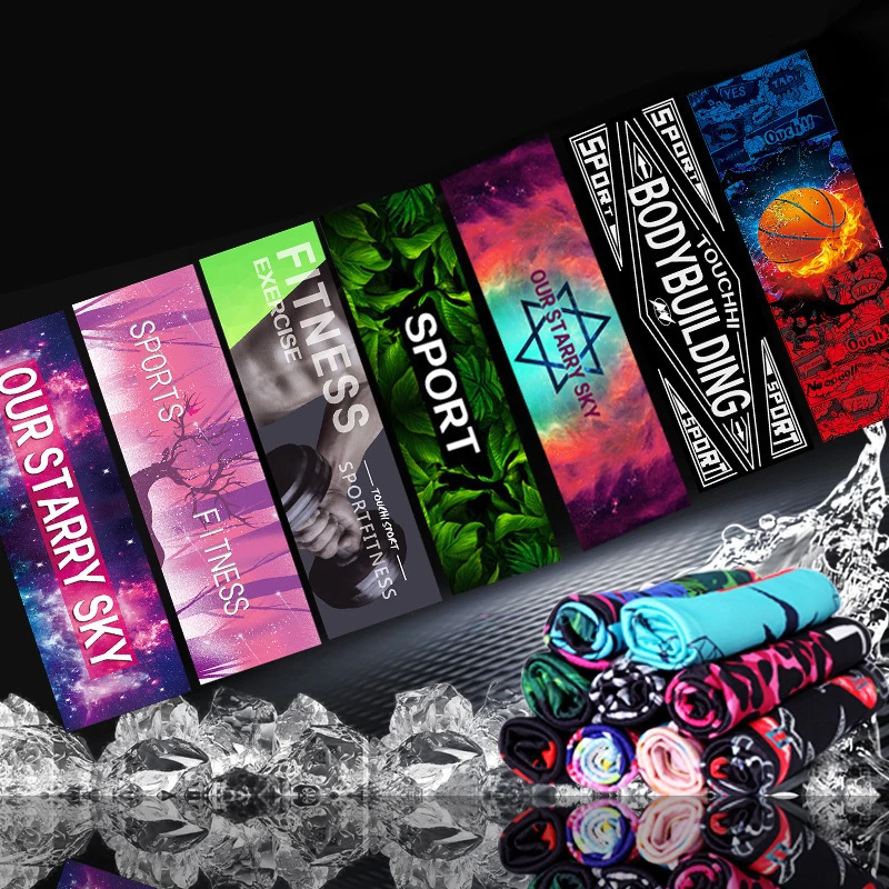 Fitness Cold Towel Outdoor Sports Cold Feeling Towel Fashion Printing Yoga Cooling Running Quick Drying