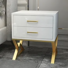 White Modern Iron Casting Golden Nightstand Coffee End Bedside Table Home Furniture Nightstand Cabinet Cupboard Bed Room
