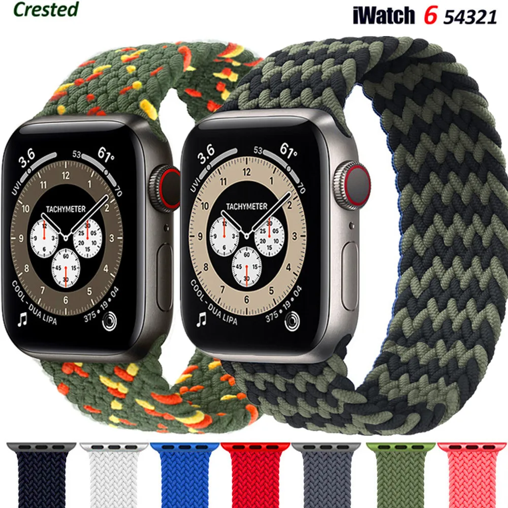 Loop-Strap Watch-Band Elastic-Belt Nylon Bracelet Braided Solo Apple 44mm 40mm Series3