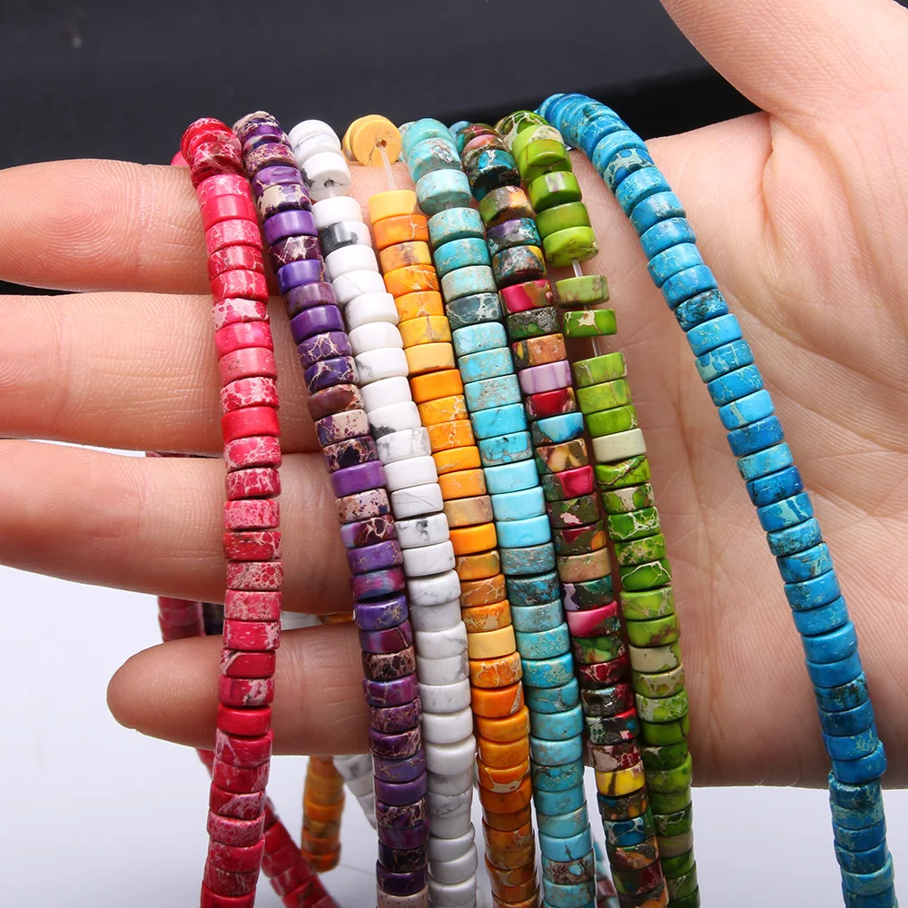 Cuentas de piedra natural forma de disco, abalorios hacer joyas, collares, pulseras, accesorios, tamaño 4X8mm - AliExpress Joyería y