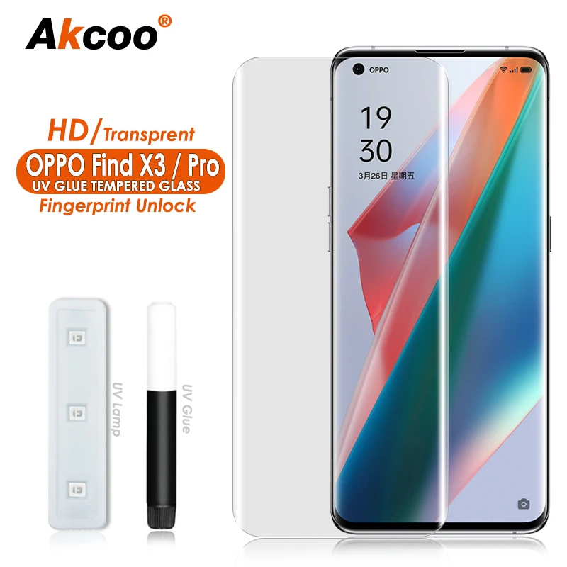 

HD UV Tempered Glass for OPPO Find X3 Pro Screen Protector Full Screen Adhesive LOCA Tech Fingerprint unlock for Find X3 5G film