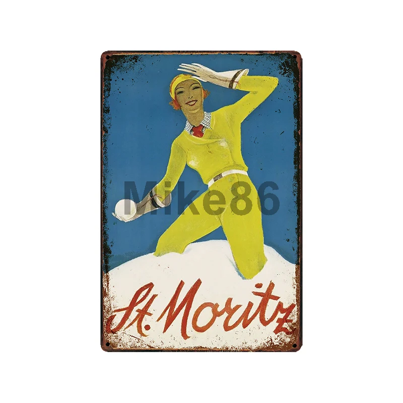 [Mike86] Norway St moritz лыжный металлический знак винтажный магазин рисунок на железной поверхности в стиле ретро СИТЕС плакат Арт 20*30 см LT-1838