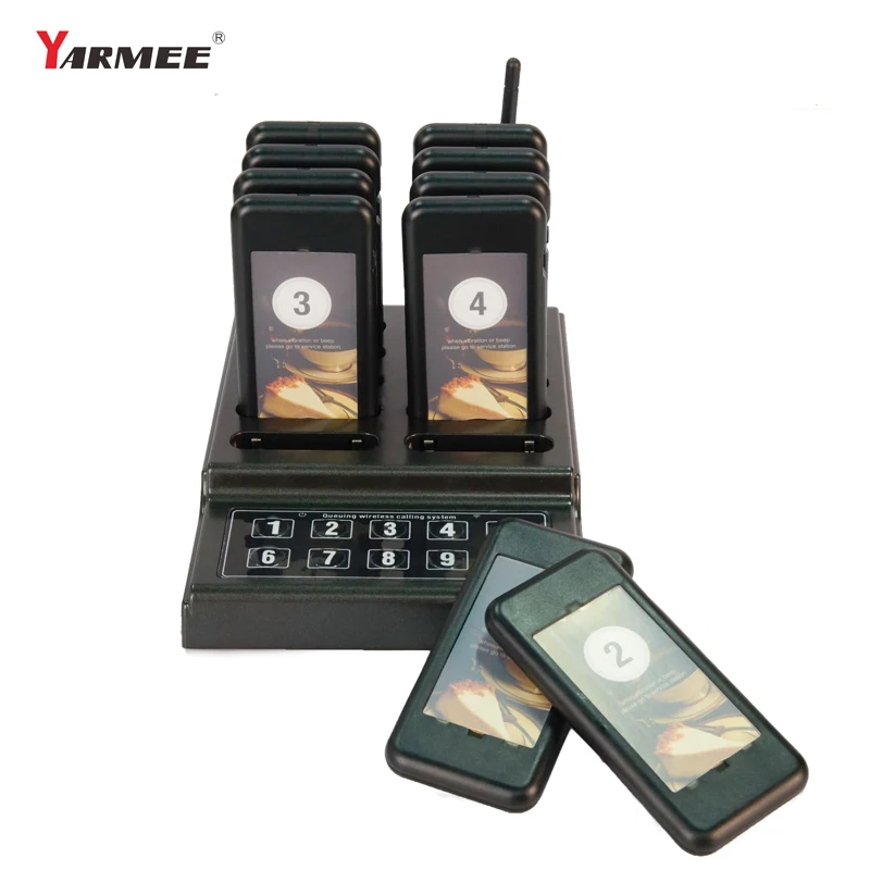 

New product 10PCS receivers with 1 transmitter wirelss calling system wireless paging system queue system for cafe restarant