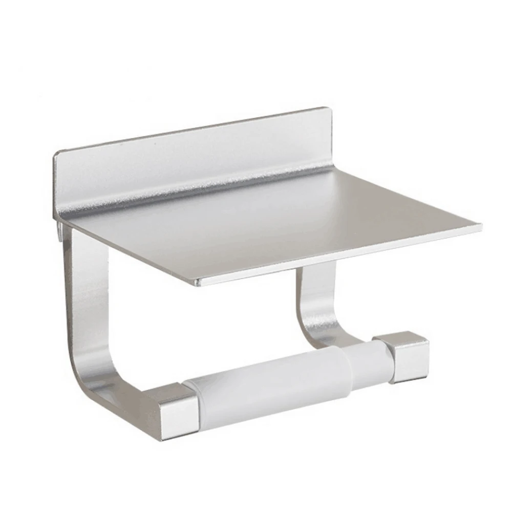 Wall Mount Toilet Paper Holder Creative Stainless Steel Paper Towel Holder With Shelf Mobile Phone Bathroom Product