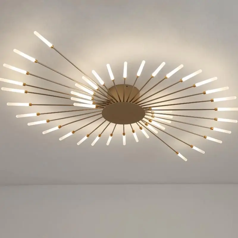 Nordic Home LED Chandelier Rotating Shape Parlor Restaurant Hanging Light Fixtures 110-240V Gold Black Metal Surface Mount afbeelding