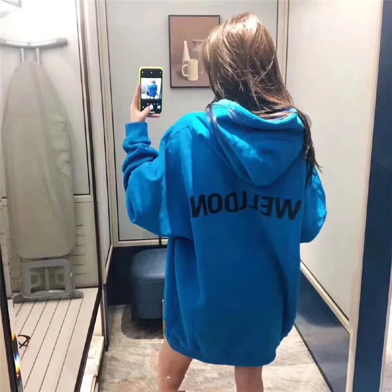 Классическая Толстовка Onesize WELLDONE с капюшоном в Корейском стиле, однотонная зеленая уличная одежда с вышивкой, толстовка с капюшоном We11 Done, пуловер