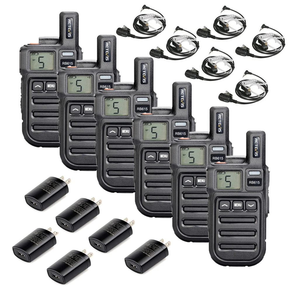 Retevis Walkie Talkes 6 pcs RB615 Vibration Mini Walkie Talkie PMR 446 FRS Potable Radio Talkie-Walkie communication radios PTT