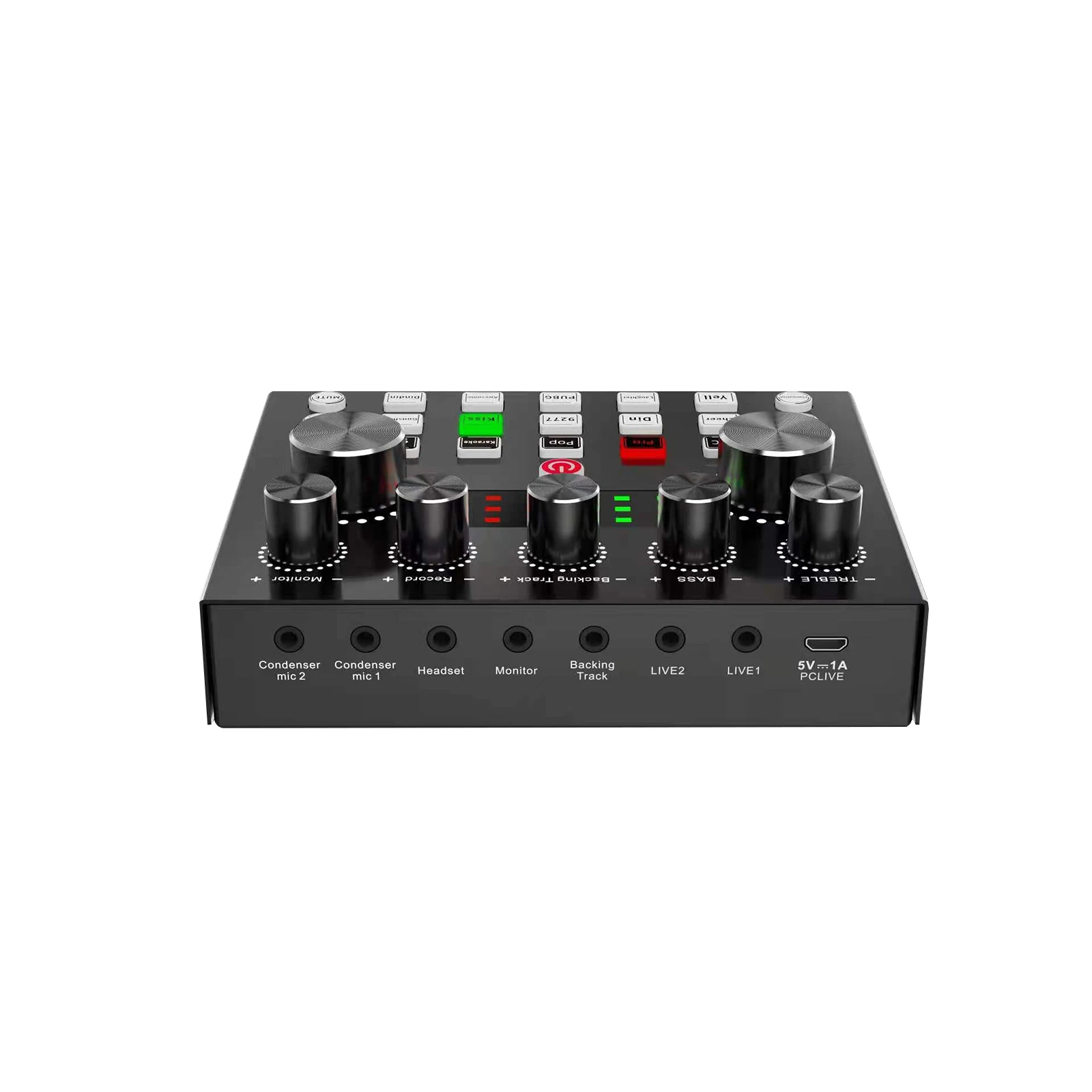 V8s Live Sound Card With Multiple Sound Effects And Voice Changer One Button Operation Audio Mixer For Gaming Living Singing
