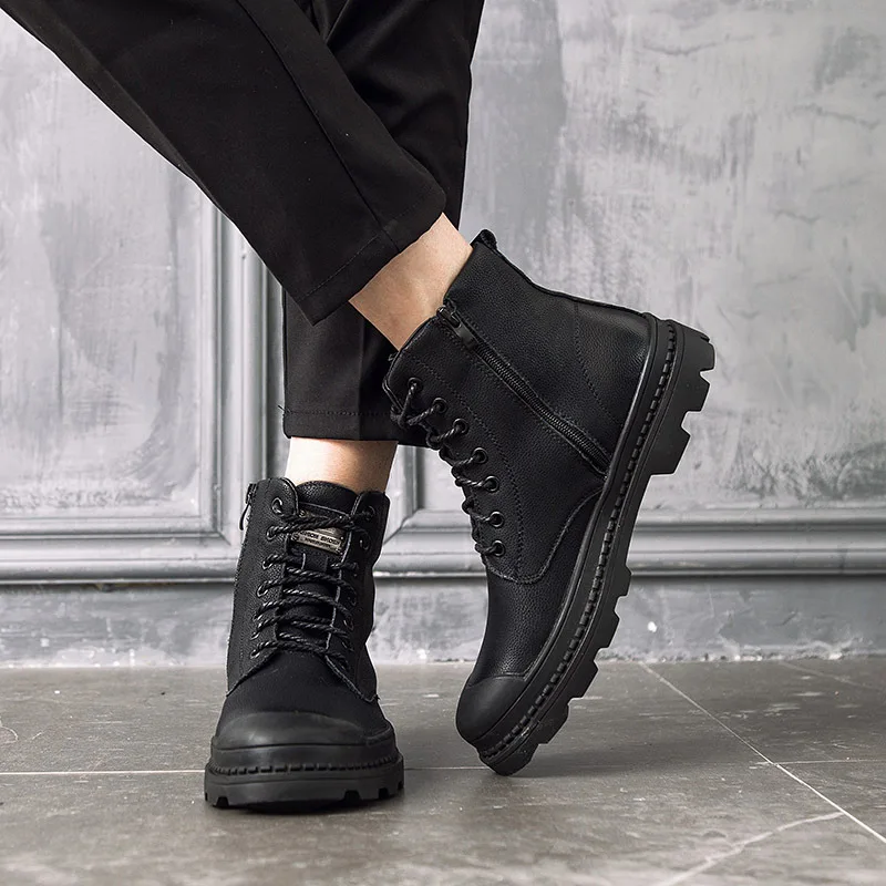 

New Style Genuine Leather Martin Boots Men's Ankle Boots Autumn & Winter British Style MEN'S BOOTS Leather Boot Work Shoes Comba