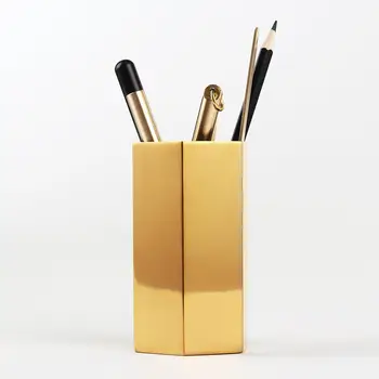 

Hexagonal Pen Holder Stainless Steel Pencil Box Makeup Brushes Holder Pen Holder Deskrop Organizer Stationery Pencil Container