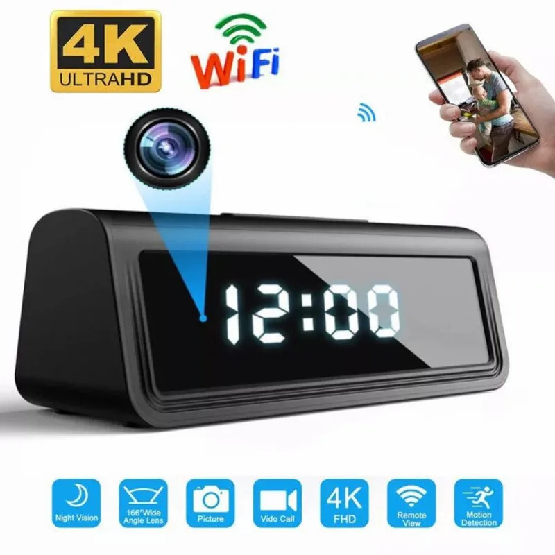 HDlivecam 4K Wifi Secret Clock Micro Camera Espia AP Recorder Security Cam IR Night Vision Motion Detect Camcorder Micro Camera