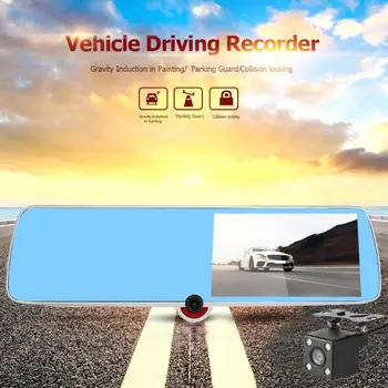 

D618 170 Degree 3-Len 5 inch Touch Screen 1080P Car DVR Recorder Wide Vision Rearview Mirror Kit with Dash Camera Universal