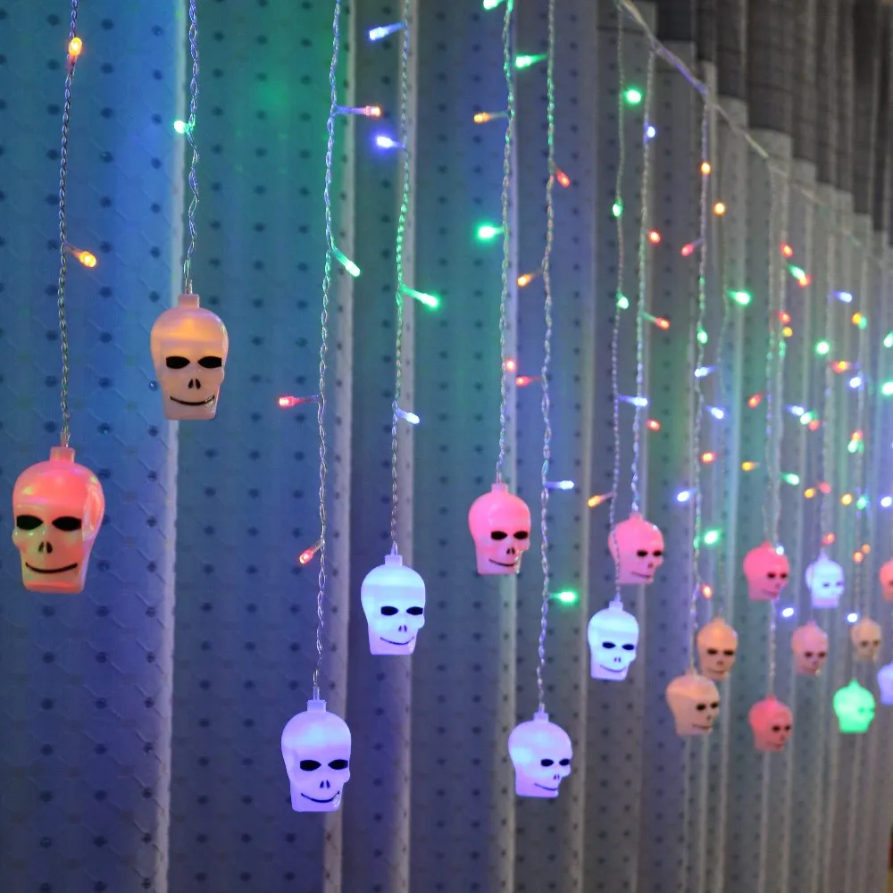 

Halloween Decoration Led Lights Skull Pumpkin Curtain String Lights 3D Halloween Ghost Lantern Party Home Party DIY Decor Lamp