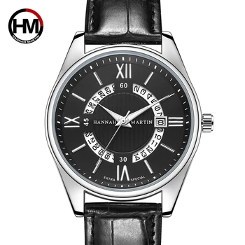 

Dropshipping Design Creative Real Calendar Dial Watch Men Business Fashion Leather Waterproof Wristwatch Top Brand Luxury Watch