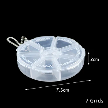 

RBFHYER Earrings Rings Gift drug Display Box Portable Compartment 7/Day Slots Round Plastic Jewelry Box