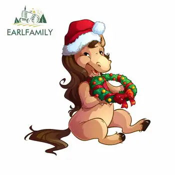 

EARLFAMILY 13cm x 11.8cm For Christmas Horse Vinyl Car Wrap Decals DIY Graphics Car Stickers Graffiti Sticker Custom Printing