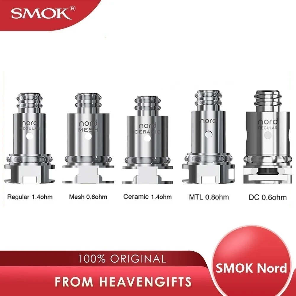 Original 5pcs SMOK Nord Replacement Coil with Regular 1.4ohm and 0.6ohm Mesh for KIt Electronic Cigarette | Электроника