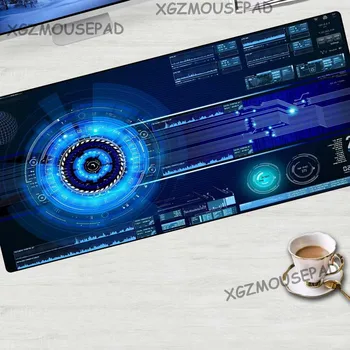 

XGZ Cool Technology Interface Custom Large Game Mouse Pad Black Lock Edge Computer Table Mat Rubber Non-slip Fashion Coaster