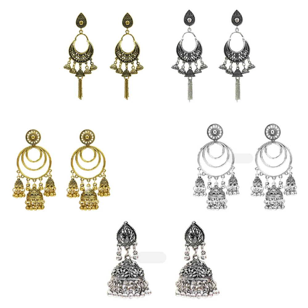 Индийские свадебные серьги для невесты Женские Висячие Jhumka с большими