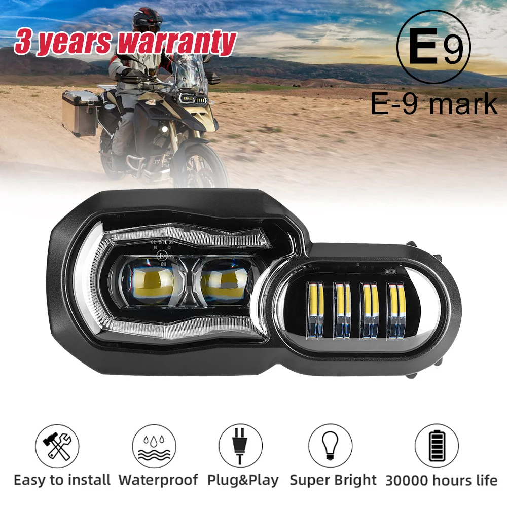 E9 Mark para BMW F700GS F800GS Adv-F800 GSA completo LED proyector faros faro ángulo ojo luz de día - 1