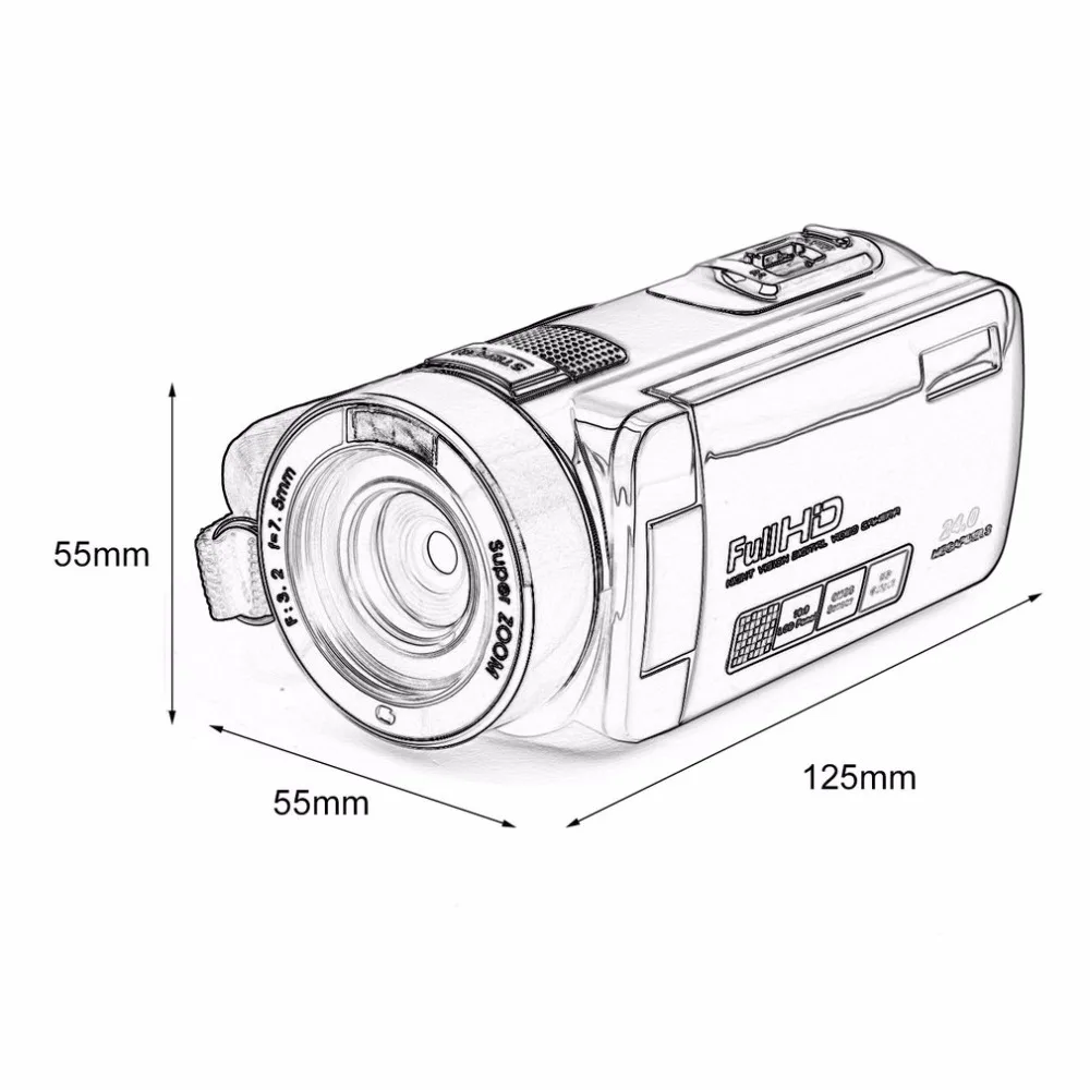 Новинка; Лидер продаж; Портативный Ночное видение Full HD 1920x1080 3,0 дюймов 24MP ЖК-дисплей сенсорного экрана 18X зум Цифровая видеокамера Камера видеокамера DV