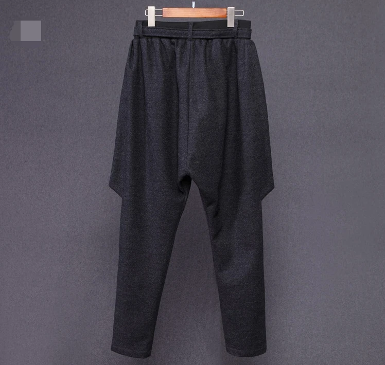 elephant harem pants Men's casual pants hanging crotch pants 2020 autumn and winter new thick loose woolen bloomers baggy harem pants sweatpants