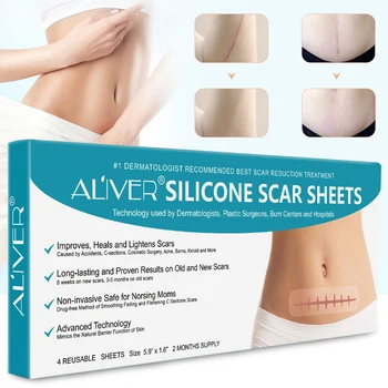 

4pcs/box Self Adhesive Ultra-thin Flatten Reusable Sheet Burn Silicone Gel Professional Trauma Scar Removal Patch Skin Repair