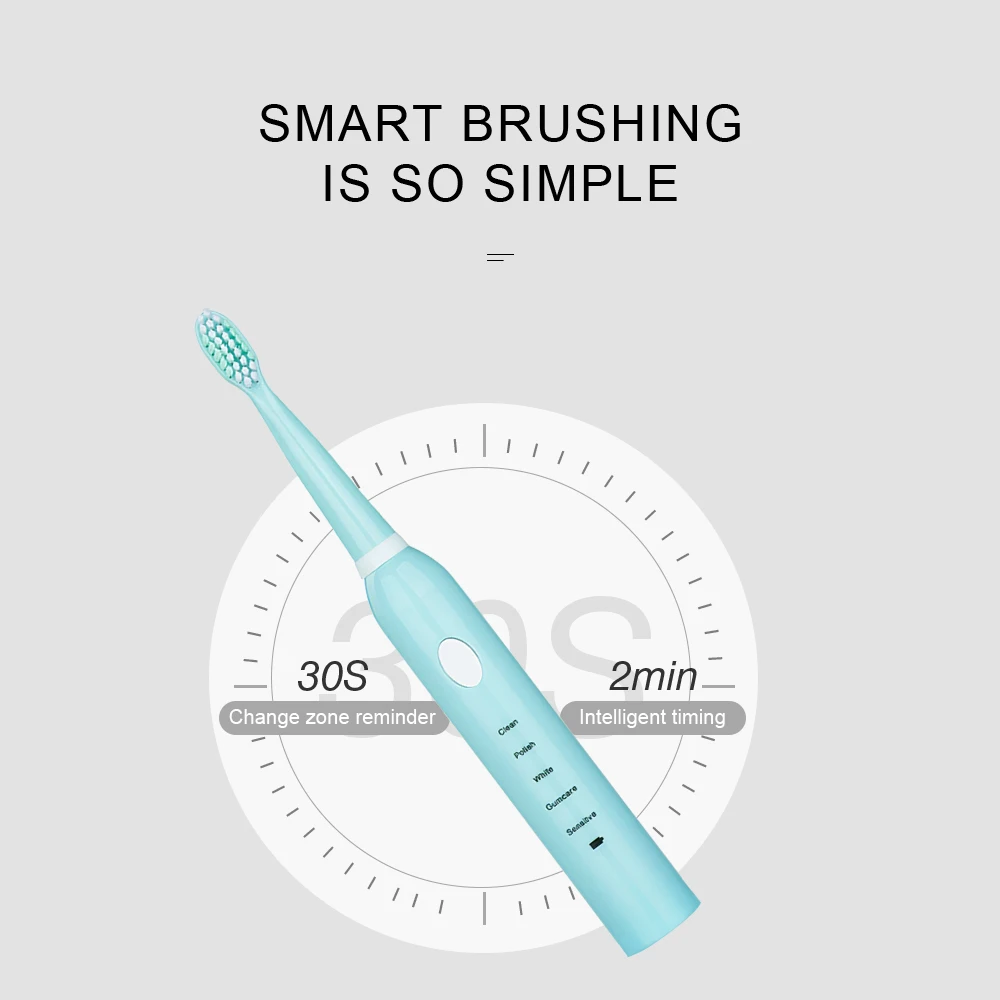 2019 new Powerful Electric Toothbrush Rechargeable Ultrasonic Washable Electronic Whitening Waterproof Teeth Brush