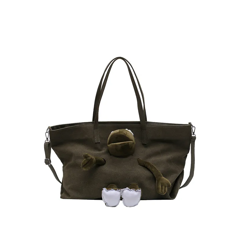 

Meng doll long leg frog Messenger bag army green Harajuku port wind canvas bag girl shoulder bag mobile phone bag women 2019 gir