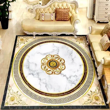 

Custom Self-Adhesive Wallpaper 3D Golden Pattern Jazz White Palace Marble Floor Mural Living Room Hotel Luxury 3D Tiles Stickers